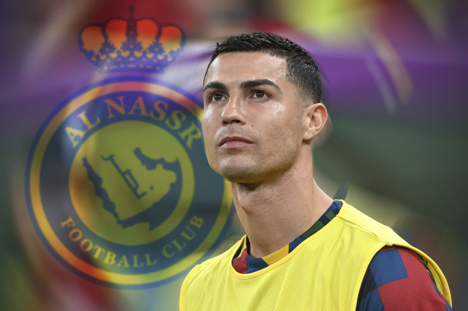 „Scanpix“ nuotr./„Al-Nassr“ logotipas ir Cristiano Ronaldo
