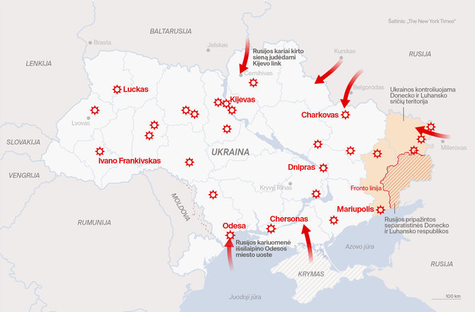Rusijos puolimas. Žemėlapis