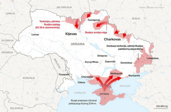 Ukrainos žemėlapis. Vasario 27 diena.