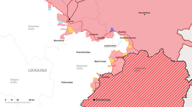 Mappa dell'Ucraina orientale