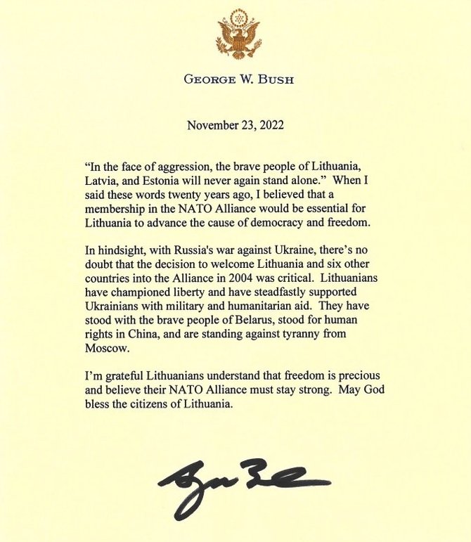 George W. Busho sveikinimas lietuviams