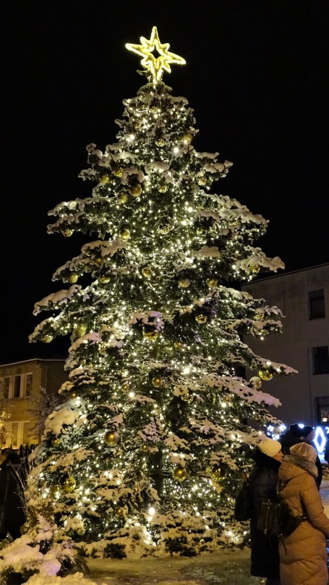 Skuodo r. savivaldybės nuotr./Skuodo Kalėdų eglės įžiebimo šventės akimirka