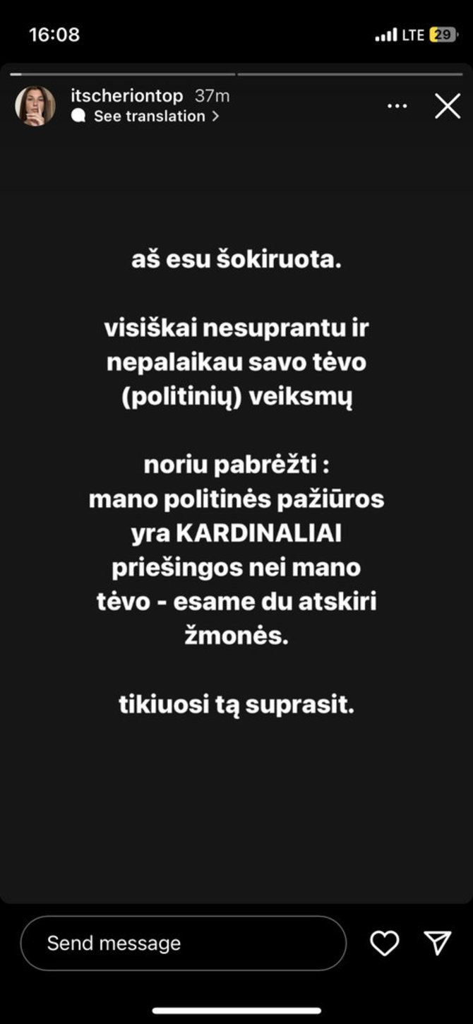 Stop kadras/Viktorija Vyšniauskaitė pasidalijo mintimis instagrame