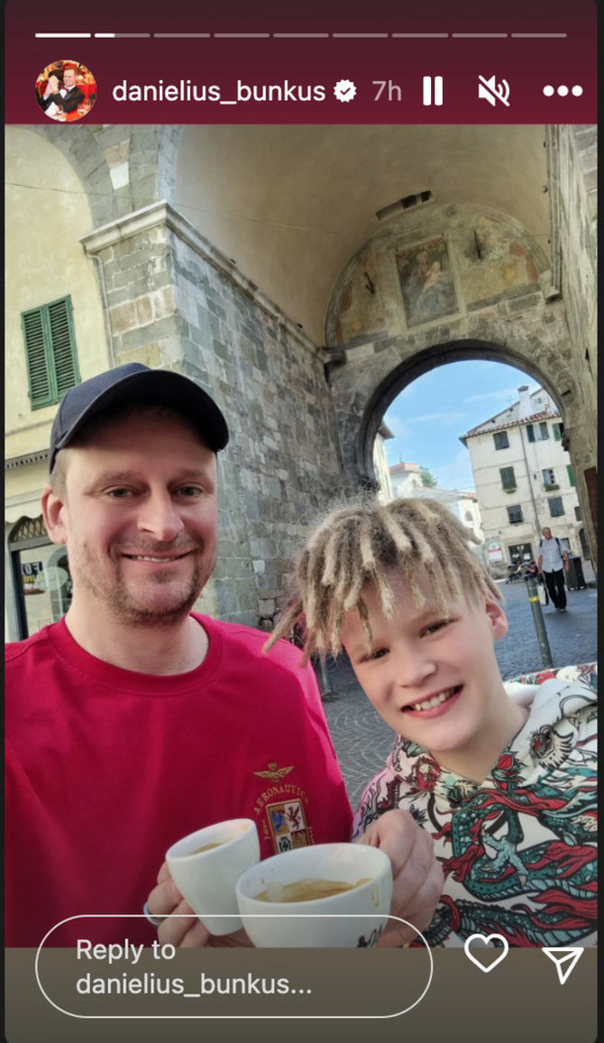 Foto Instagram/Danielius Bunkus con suo figlio Kristupas