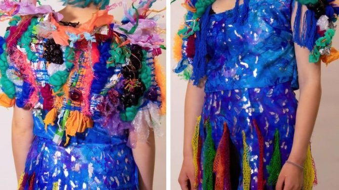 Herefordo menų koledžas/Melissos Sanders pagaminta suknelė iš plastiko atliekų