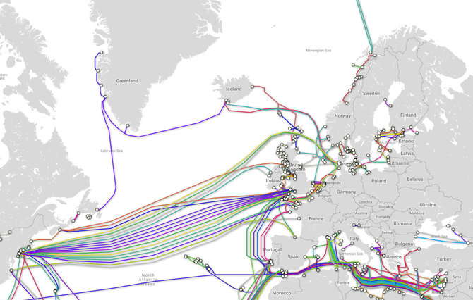 Map of Europe/Interneto kabelių tinklas