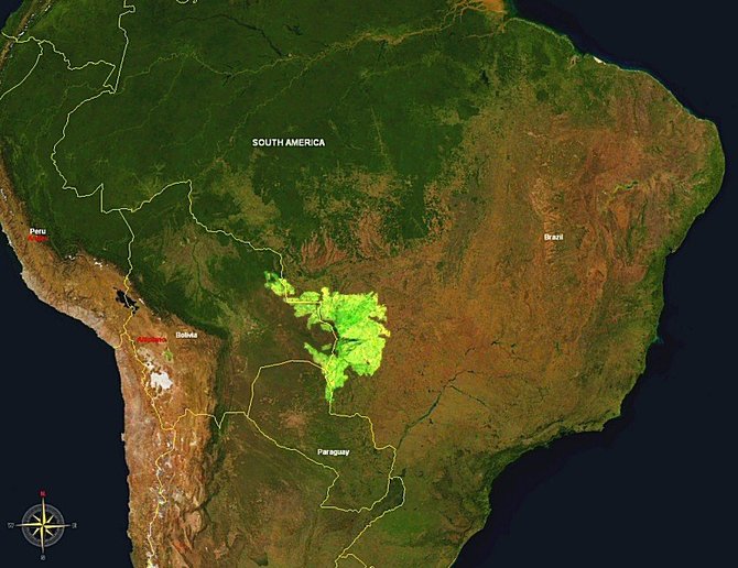 Wikipedia/Pantanalio plotas Brazilijoje, Bolivijoje ir Paragvajuje