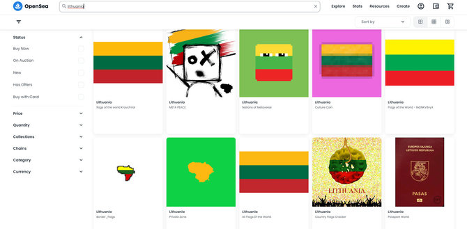 Ekrano nuotr./Lietuvos simbolika NFT prekybvietėje