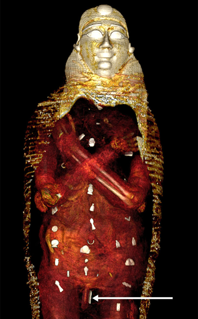 Scanpix/ Saleem, SA Seddik, M el-Halwagy/Mumija buvo apdėliota amuletais