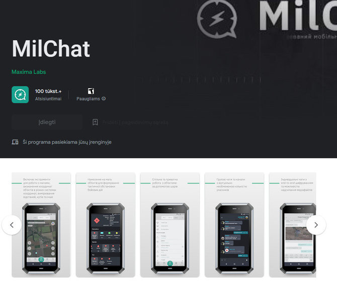 „Google Play“/Ekrano nuotr./„MilChat“ programėlė