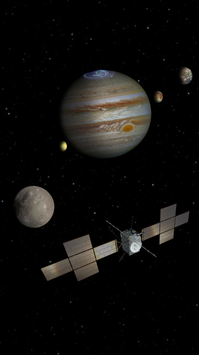 ESA/ATG medialab; NASA/ESA/J. Nichols (University of Leicester); JPL/University of Arizona; DLR/JUICE misijos iliustracija