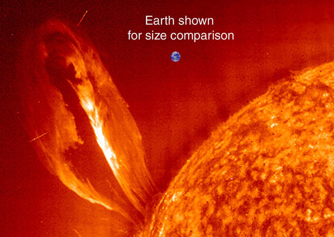 ESA/NASA nuotr./Žemės ir Saulės dydžio palyginimas