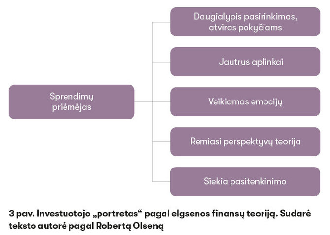 Žurnalas „Spectrum“/Sudarė teksto autorė pagal Robertą Olseną/3 pav. Investuotojo „portretas“ pagal elgsenos finansų teoriją.