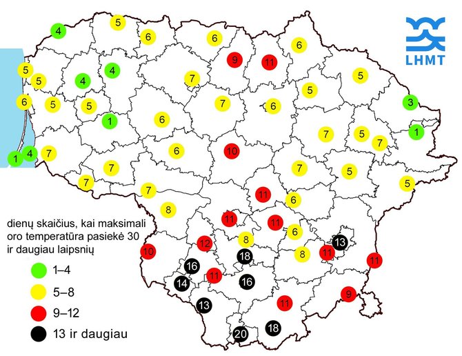 Meteo.lt nuotr./karščiausios dienos