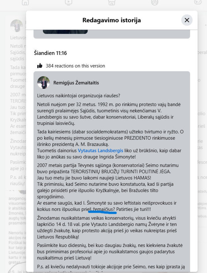 Nuotrauka iš R.Žemaitaičio feisbuko paskyros/Pakoreguotas R.Žemaitaičio įrašas