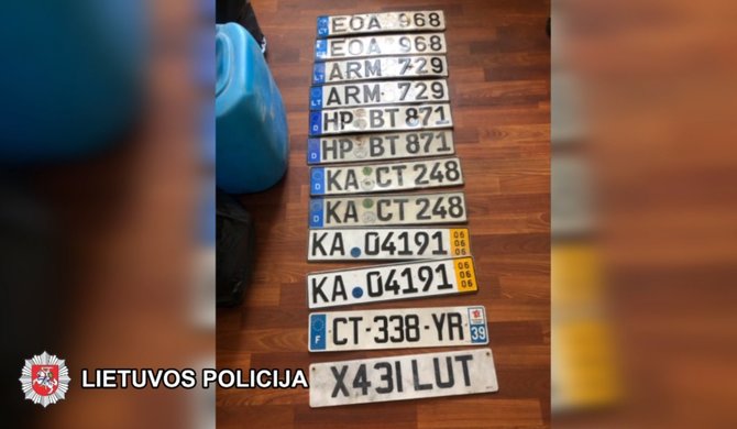 Lietuvos policijos nuotr./Automobilių numeriai