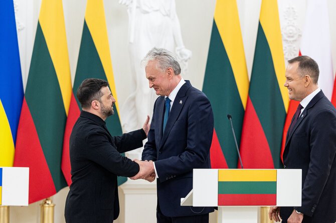 Pauliaus Peleckio / BNS nuotr./Lietuvos, Ukrainos ir Lenkijos Prezidentų spaudos konferencija