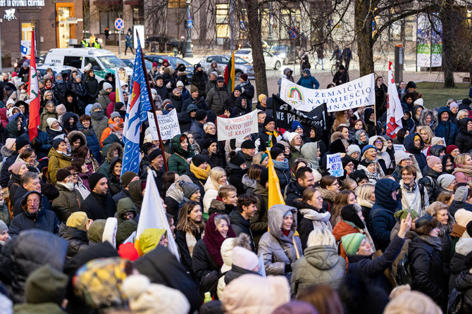 Pauliaus Peleckio / BNS nuotr./Mokytojų mitingas prie Seimo