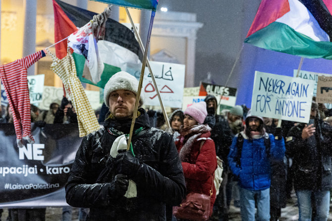Pauliaus Peleckio / BNS nuotr./Protestas prieš nusikaltimus žmoniškumui Palestinoje