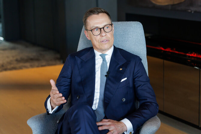Gretos Skaraitienės / BNS nuotr./Interviu su Suomijos prezidentu Alexanderiu Stubbu