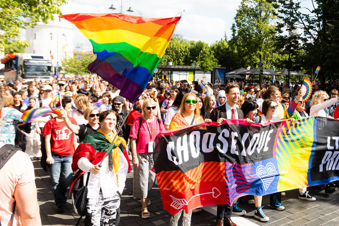 Gretos Skaraitienės / BNS nuotr./Protestas prieš LGBT eitynes