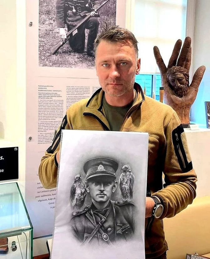 Asmeninio archyvo nuotr. / A.Ramanausko portretas, nupieštas ukrainiečių kariškio