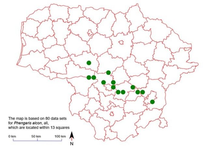 Duomenų bazės „LepiBASE“ žemėlapis / Gencijoninio melsvio paplitimo Lietuvoje žemėlapis 