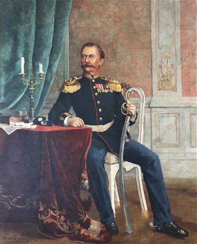 1892 m. paveikslas / Carinėje Rusijoje tarnavęs grafas Juozapas Tiškevičius buvo palaidotas su karininko uniforma ir apdovanojimais, kardais