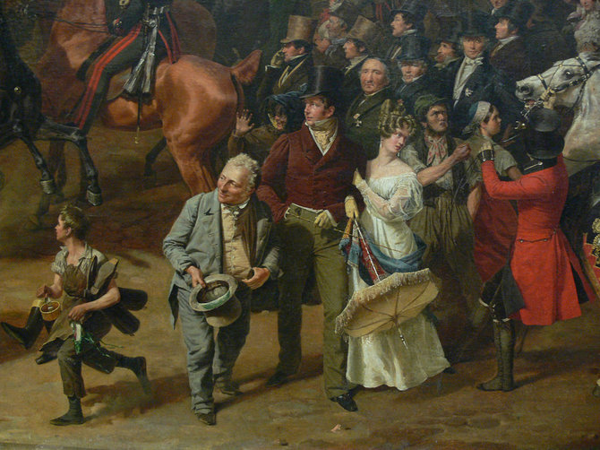 Karoline Bauer (Pliaterienė) iš arčiau Franzo Krugerio (1797–1857) paveiksle „Paradas Operos aikštėje Berlyne“. Paveikslas saugomas Berlyno nacionalinėje galerijoje