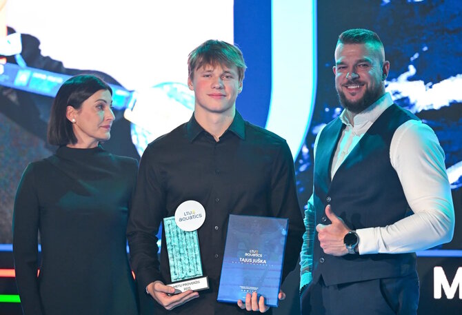 LTU Aquatics nuotr./Sigita Špokienė, Tajus Juška ir Karolis Banaitis