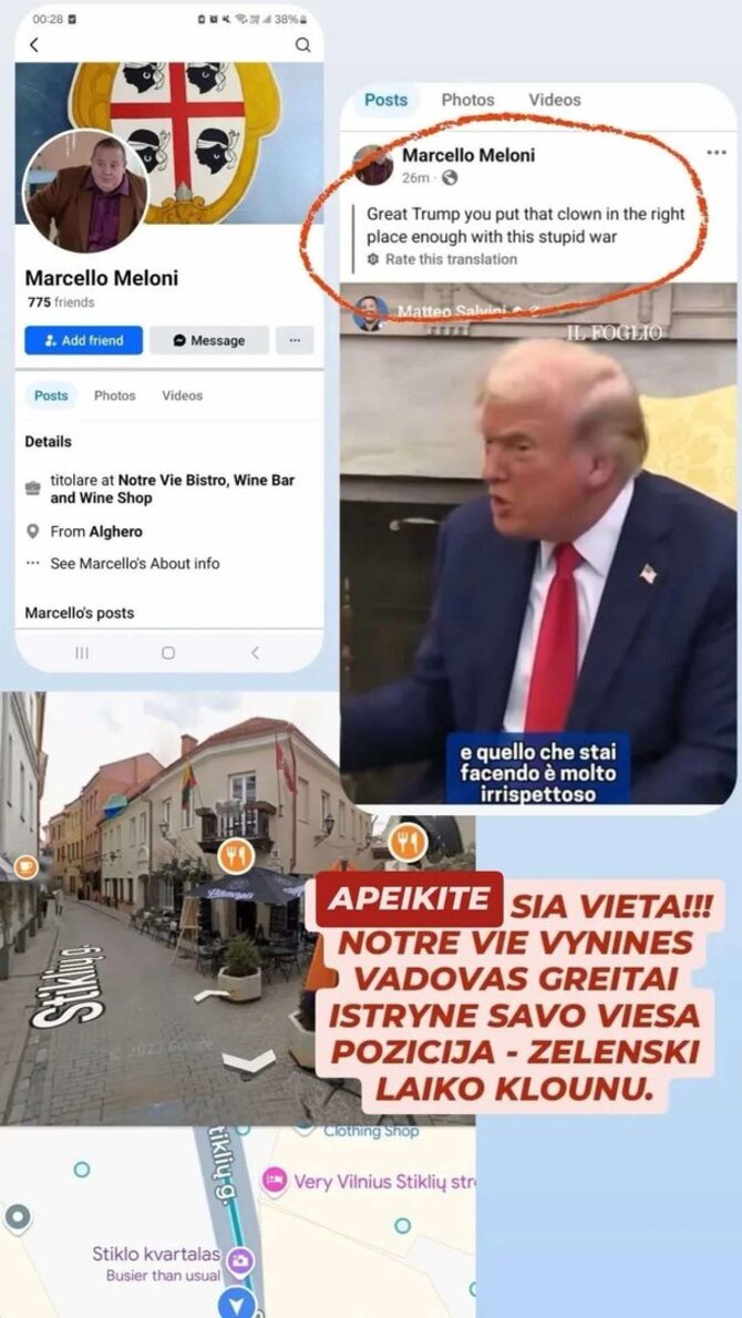 Facebook nuotr./Socialiniuose tinkluose plintantis įrašas