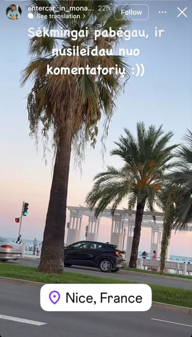 Socialinių tinklų nuotr./Deivido Ringės „Instagram Story“