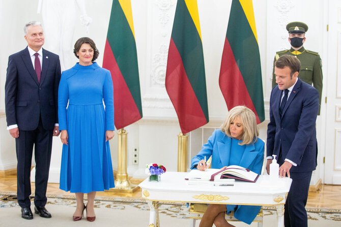 Prancūzijos prezidentas Emmanuelis Macronas ir Brigitte Macron Vilniuje / Irmanto Gelūno nuotr.