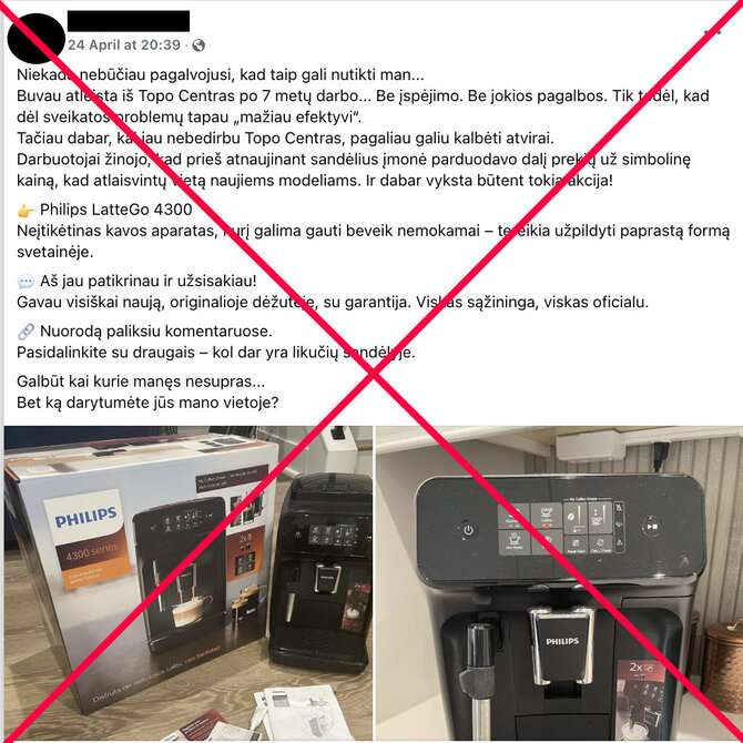 Ekrano nuotr. /Socialiniuose tinkluose platinama apgavystė
