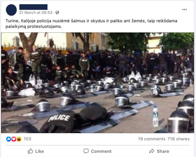 Facebook.com/Dezinformacijai skeisti naudojami vaizdai, kurių kontekstas iškraipomas 