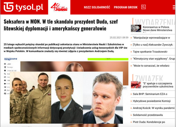 Portalo „Tygodnik Solidarność“ ekrano nuotr. /Informacinė ataka prieš A.Dudą ir G.Landsbergį 
