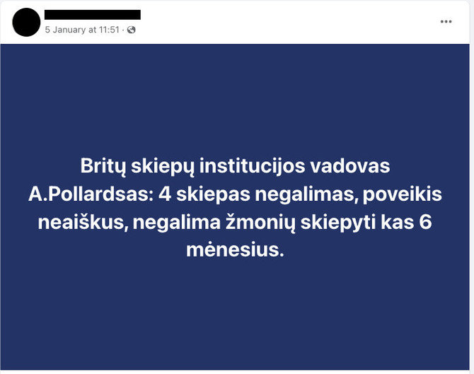 „Facebook“ nuotr./Įrašas socialiniame tinkle 