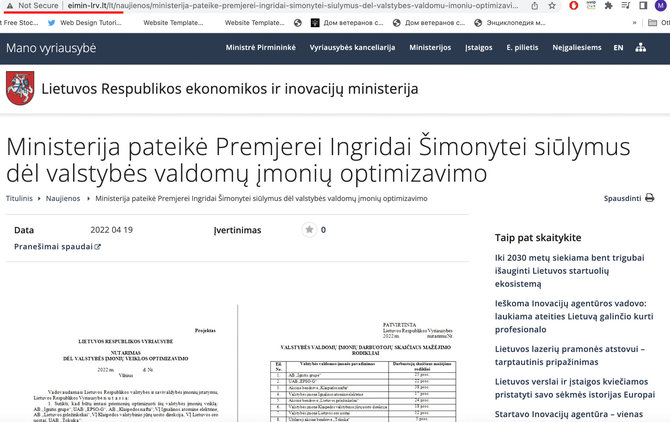 „Facebook“ nuotr./Ekonomikos ir inovacijų ministerijos svetainę primenanti klastotė