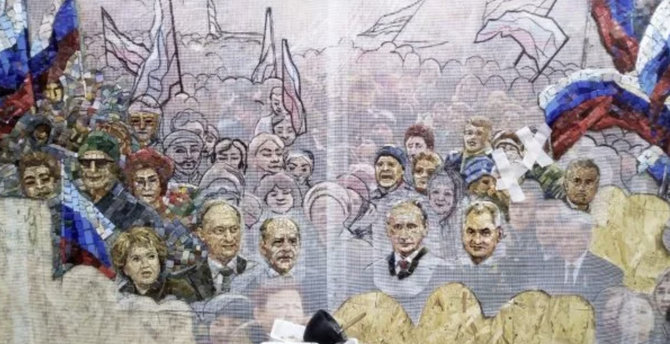 Socialinių tinklų nuotr. /2020 metais prieš katedros atidarymą viešumon nutekėjo mozaikos su V.Putino atvaizdu nuotraukos
