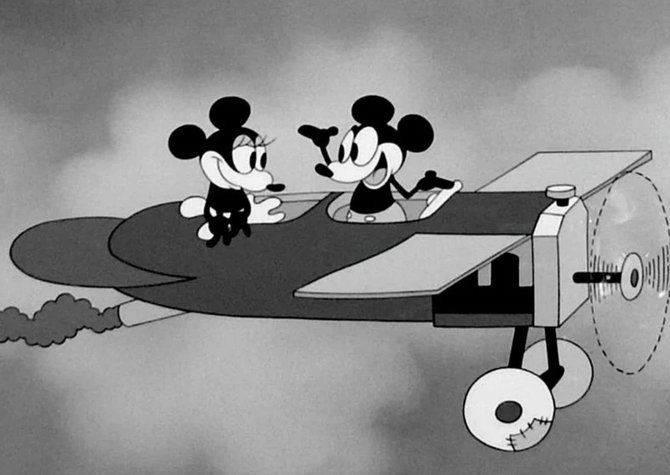 Ekrano nuotr. /1928 metų „Disney“ filmukas „Plane crazy“