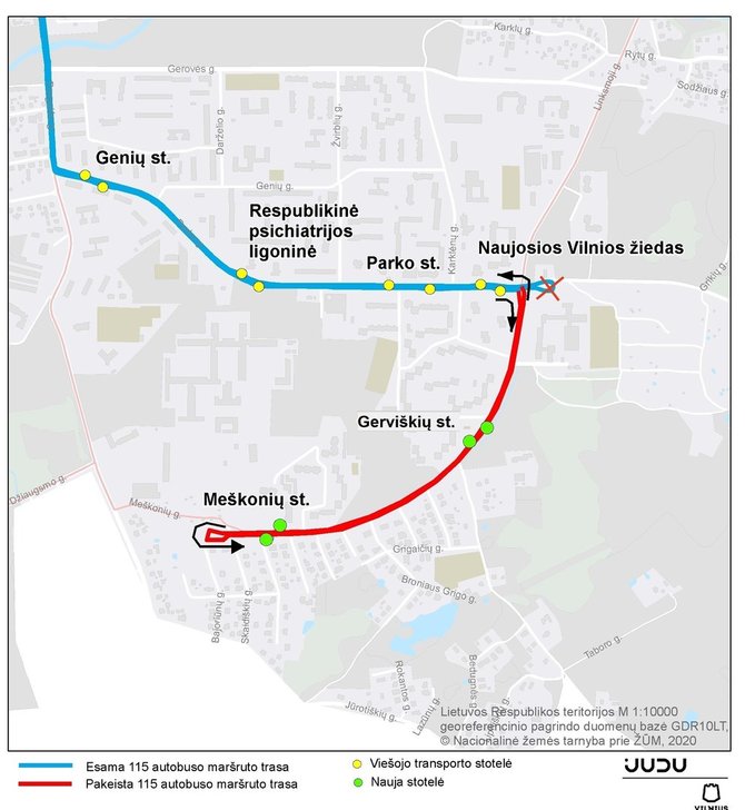 „Susisiekimo paslaugų“ nuotr./115 autobuso maršrutas