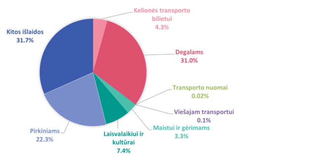 Statistikos departamento nuotr./Vienadienių lankytojų išlaidų struktūra 2021 metų sausio–rugsėjo mėn. 