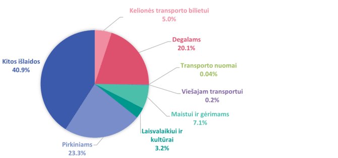 Statistikos departamento nuotr./Vienadienių lankytojų išlaidų struktūra 2019 metais