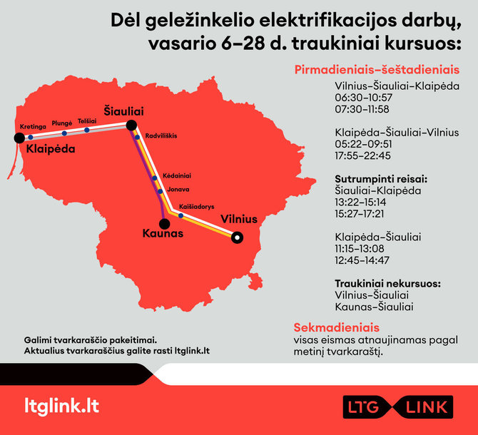 „Lietuvos geležinkelių“ nuotr./Tvarkaraščio pokyčiai vasario 6-28