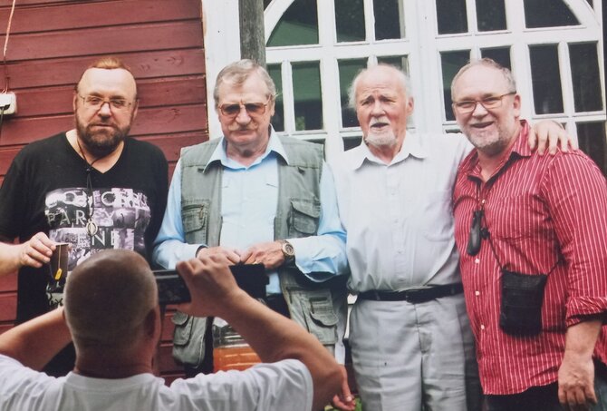 Asmeninio archyvo nuotr./Kompozitorius Mikas Suraučius, atlikėjas Juozas Rupša, kompozitorius Gracinus Pauga ir Andrius Žibikas, estrados skyrius 2012 m.