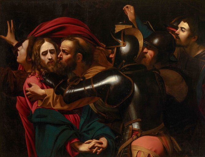 Antano Lukšėno / LNDM nuotr./Priskiriama Michelangelo Merisi da Caravaggio (1571–1610). „Kristaus suėmimas“, XVII a. Drobė, aliejus. Odesos Vakarų ir Rytų dailės muziejus. 