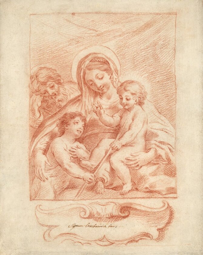 LNDM nuotr./Simonas Čechavičius (1689–1775). Šventoji Šeima. Popierius, sangvinas