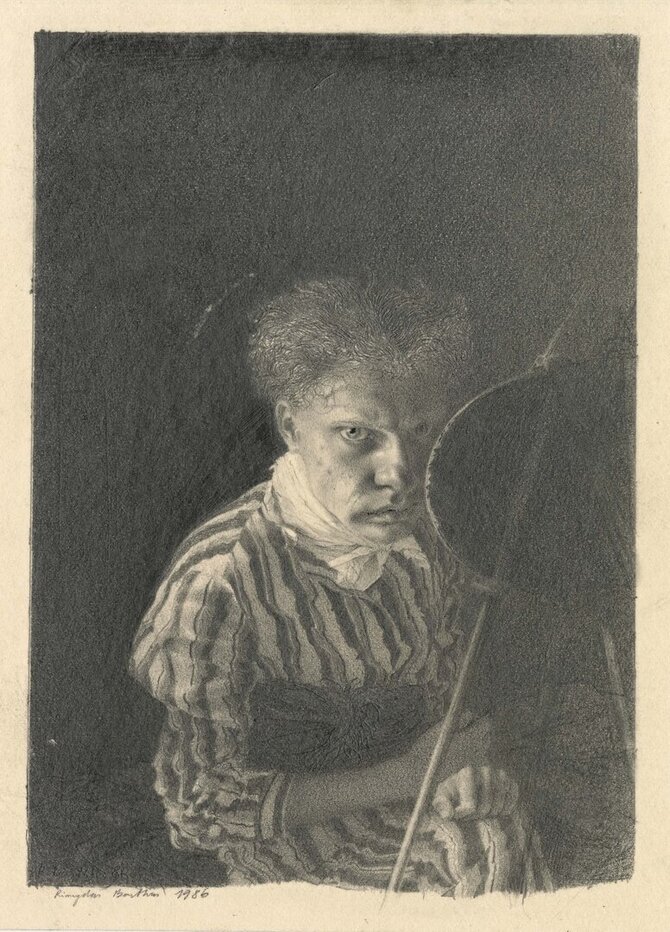 LNDM nuotr./Rimvydas Bartkus (g. 1961). Autoportretas. 1986. Popierius, pieštukas