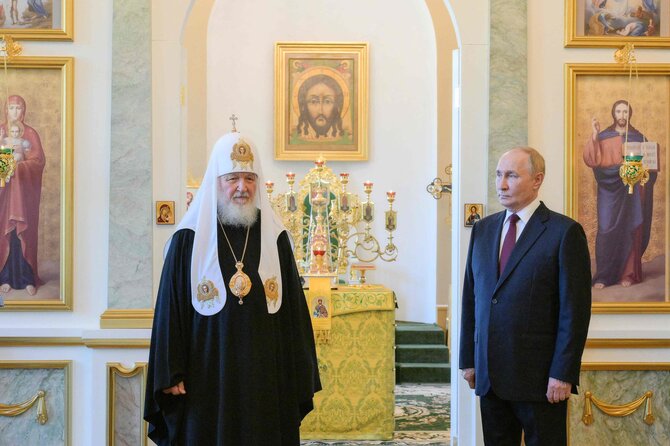 Scanpix nuotr./Vladimiras Putinas ir Maskvos patriarchas Kirilas 
