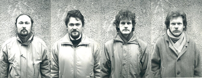 Gintaro Zinkevičiaus nuotr./Grupė „Post Ars“ 1992 m. Iš kairės: Robertas Antinis, Česlovas Lukenskas, Gintaras Zinkevičius, Aleksas Andriuškevičius.